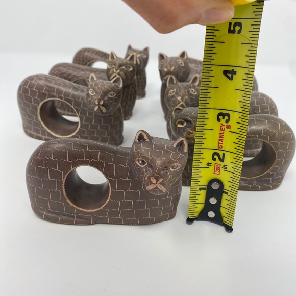 Vintage Sandstone Hand Carved Napkin Rings Set of 8 Made in Kenya - Picture 6 of 9